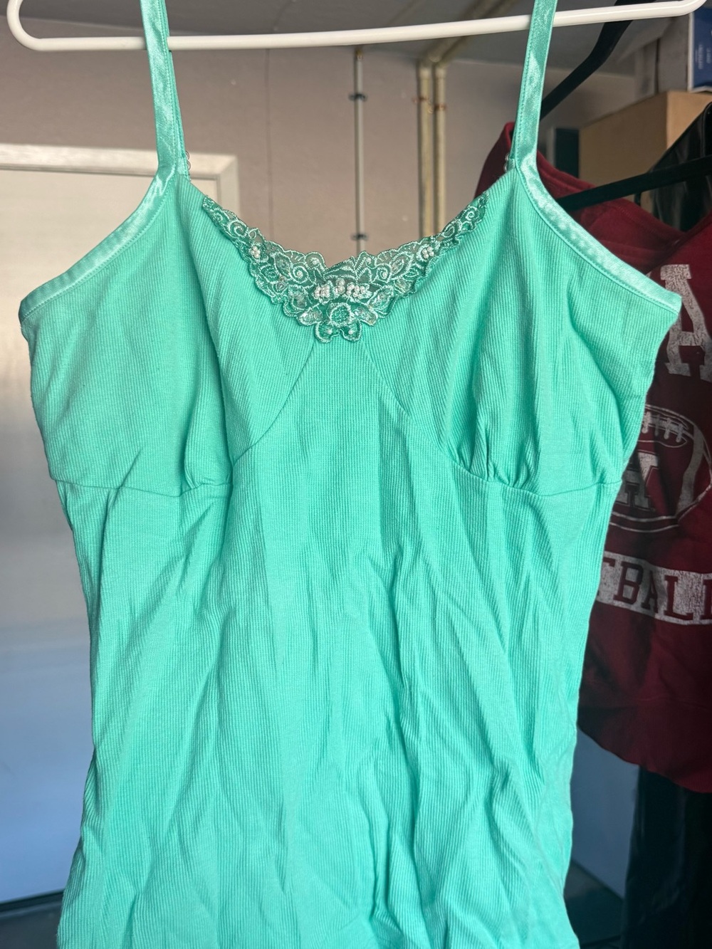 Energie Teal Lace-Trim Tank Top